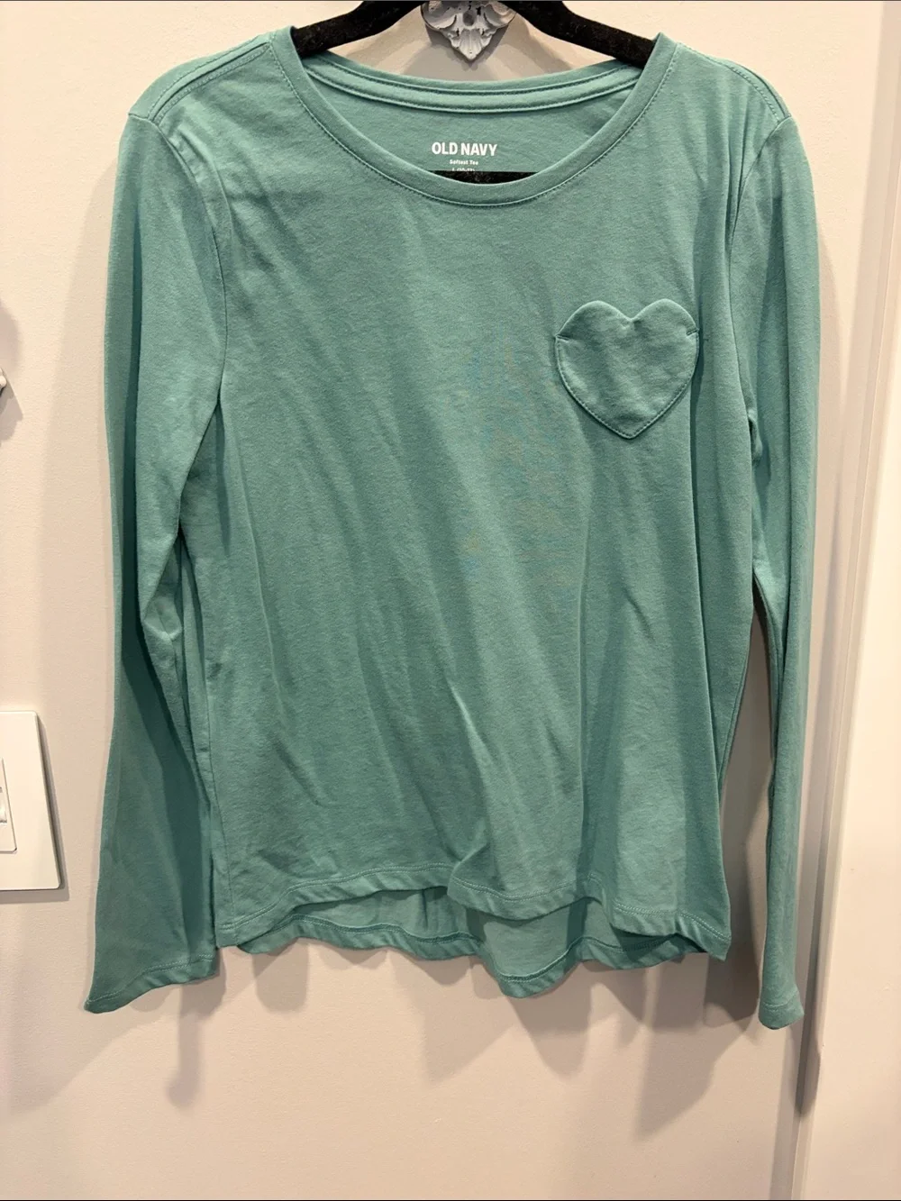 Old Navy Mint Green Long-Sleeve Tee with Heart Pocket